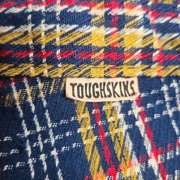 Sears Toughskins Blue, Yellow & Red Plaid Bellow Bottoms, size 6X Slim (19x18) - Picture 3 of 4